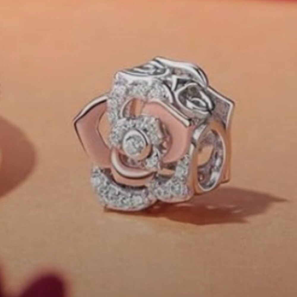 Sparkling Rose Charm Compatible With Pandora Brac… - image 2